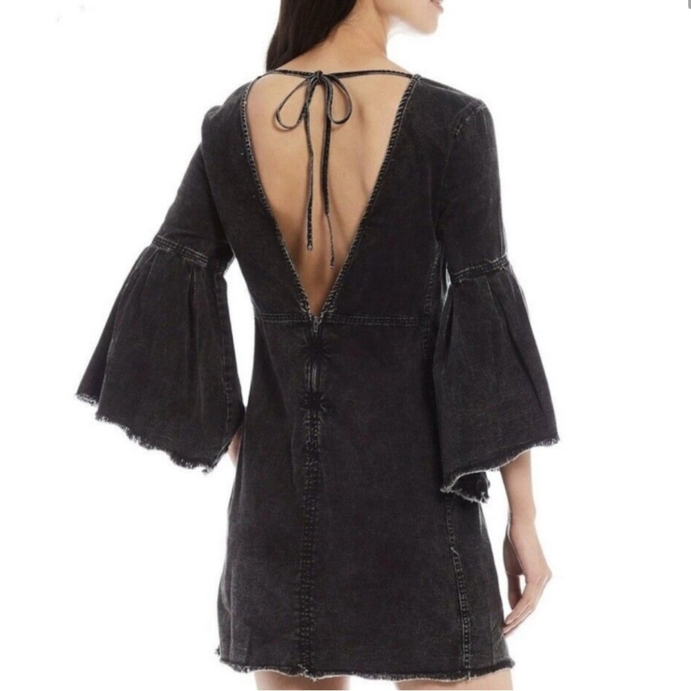 Free People denim bell sleeve mini dress